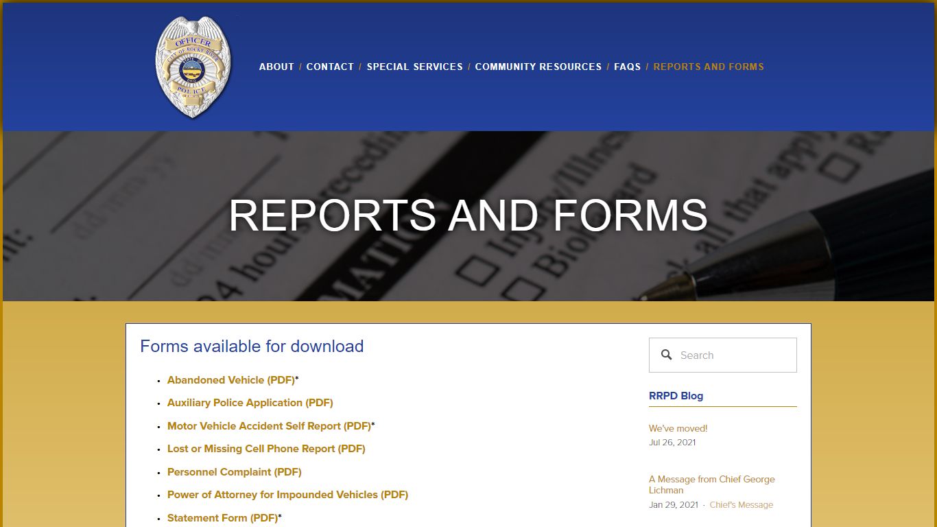 Reports and Forms — Rocky River Police Department