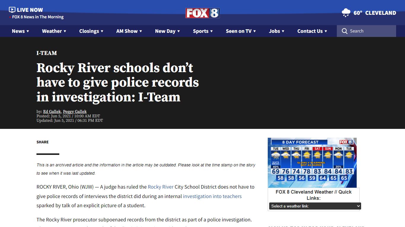 Rocky River schools don't have to give police records in investigation ...